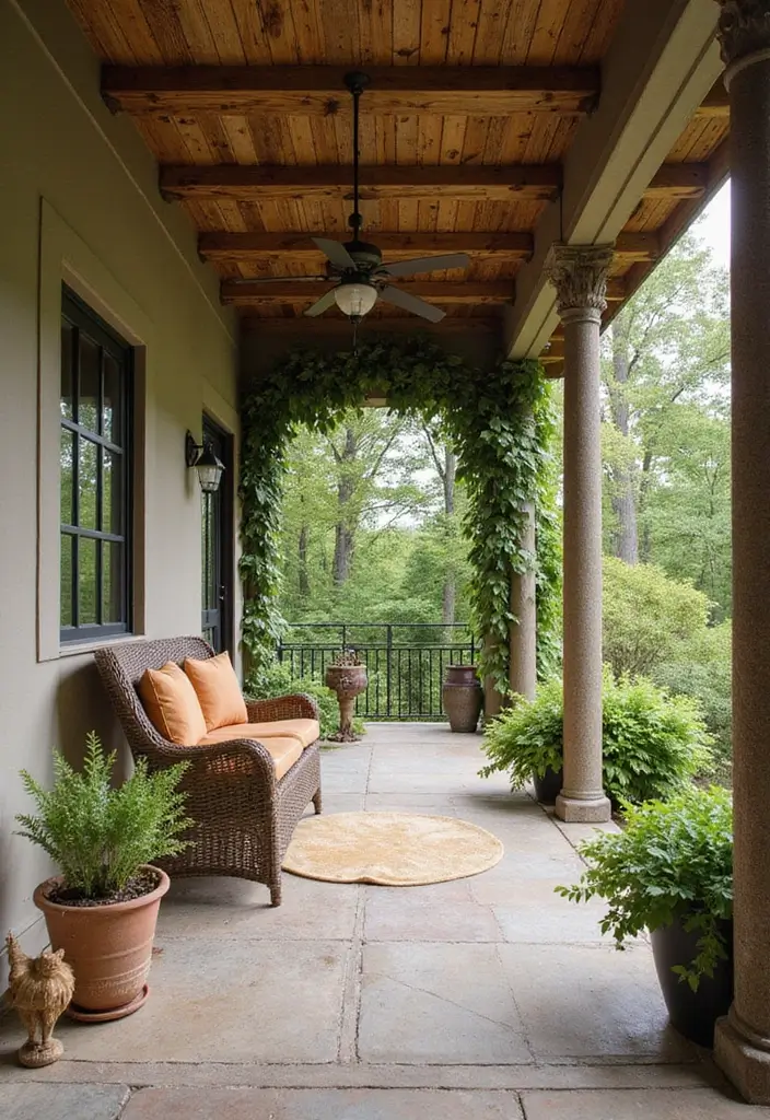 29 Porch Ceiling Inspirations That Make Outdoor Spaces Charming - 24. Nature-Inspired Ceiling Designs