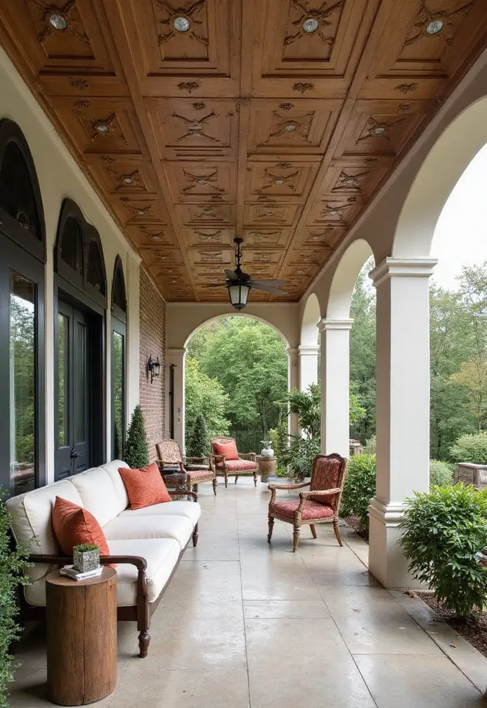 29 Porch Ceiling Inspirations That Make Outdoor Spaces Charming - 26. Panel Ceiling Designs for Unique Patterns