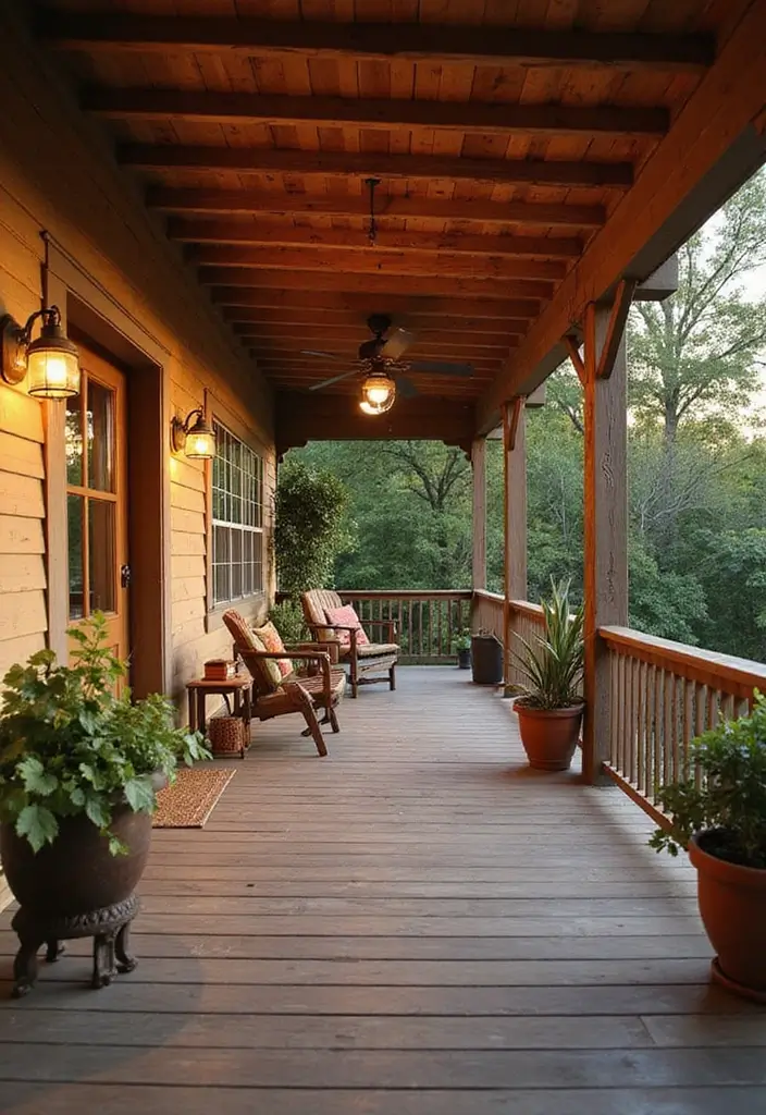 29 Porch Ceiling Inspirations That Make Outdoor Spaces Charming - 27. Rustic Wood Plank Ceilings for Warmth