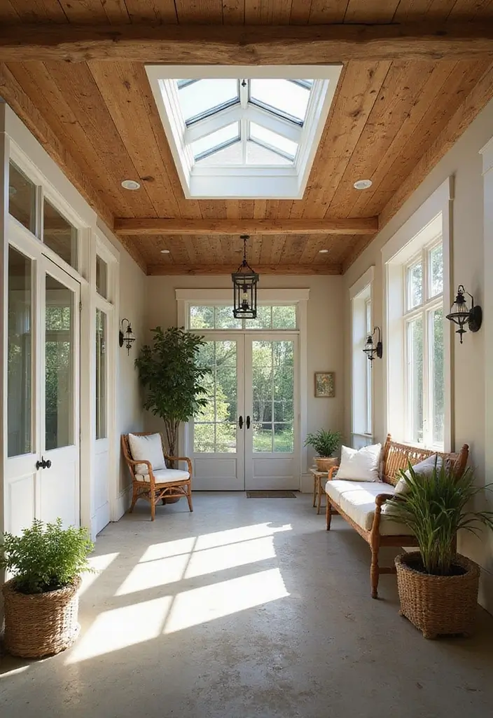29 Porch Ceiling Inspirations That Make Outdoor Spaces Charming - 6. Skylights to Brighten Up Your Space