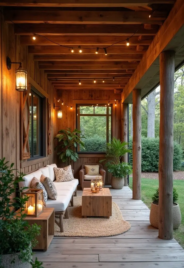 29 Porch Ceiling Inspirations That Make Outdoor Spaces Charming - 7. Rustic Pallet Ceilings for Eco-Friendly Charm