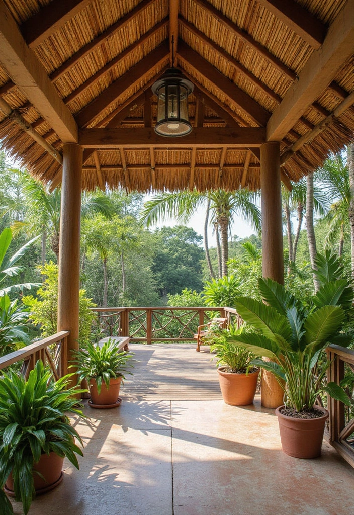29 Porch Ceiling Inspirations That Make Outdoor Spaces Charming - 8. Bamboo Ceilings for Tropical Inspiration