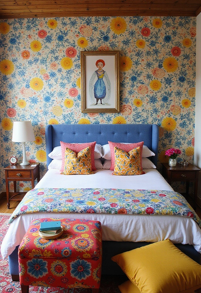 29 Slanted Ceiling Bedroom Ideas That Maximize Style and Space - 12. Playful Patterns to Add Character