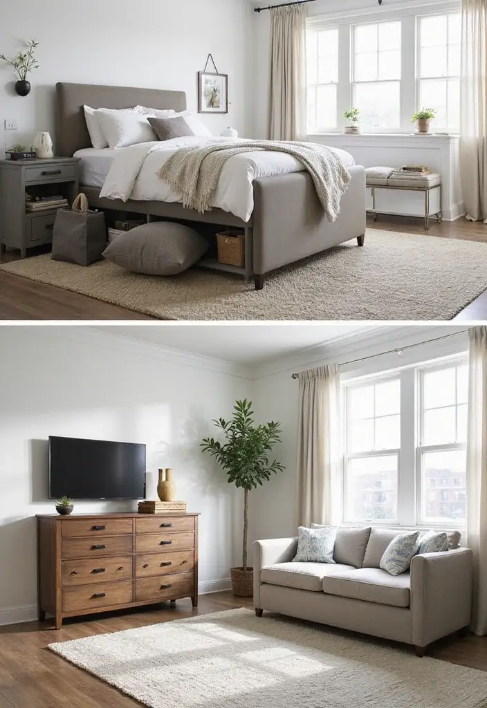 29 Slanted Ceiling Bedroom Ideas That Maximize Style and Space - 19. Double-Duty Furniture