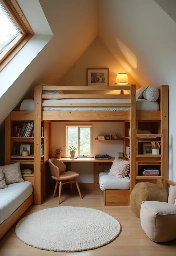 29 Slanted Ceiling Bedroom Ideas That Maximize Style and Space - 2. Loft Beds for Space-Saving Solutions