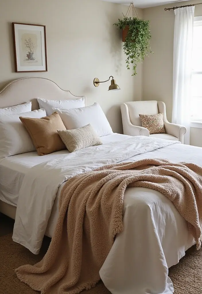 29 Slanted Ceiling Bedroom Ideas That Maximize Style and Space - 27. Elegant Throw Blankets for Texture