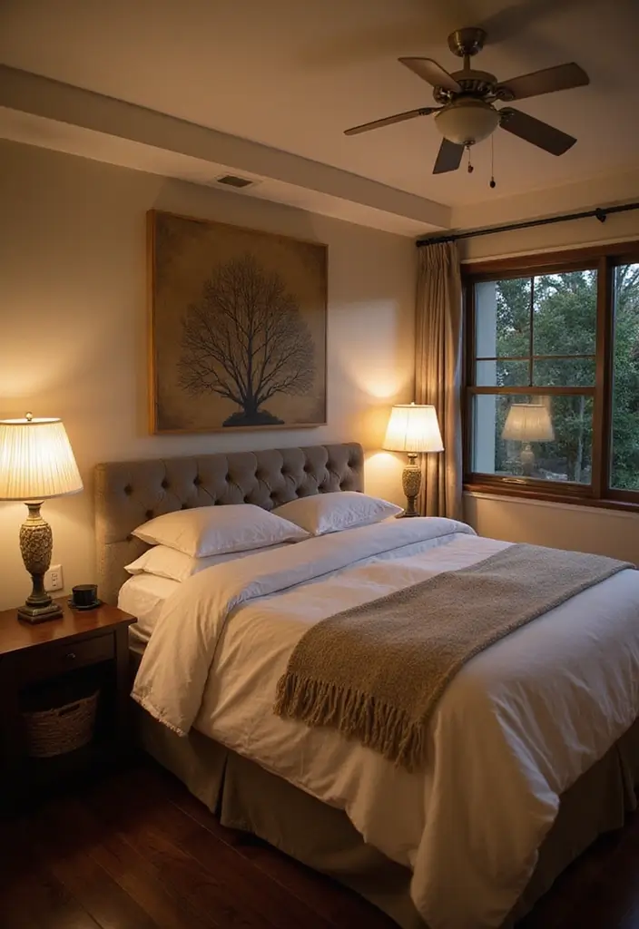 29 Slanted Ceiling Bedroom Ideas That Maximize Style and Space - 28. Layered Lighting for Versatility