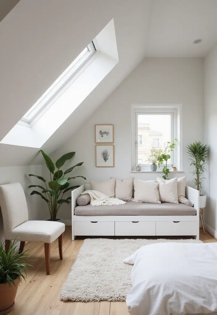 29 Slanted Ceiling Bedroom Ideas That Maximize Style and Space - 9. Minimalism for Cleaner Lines