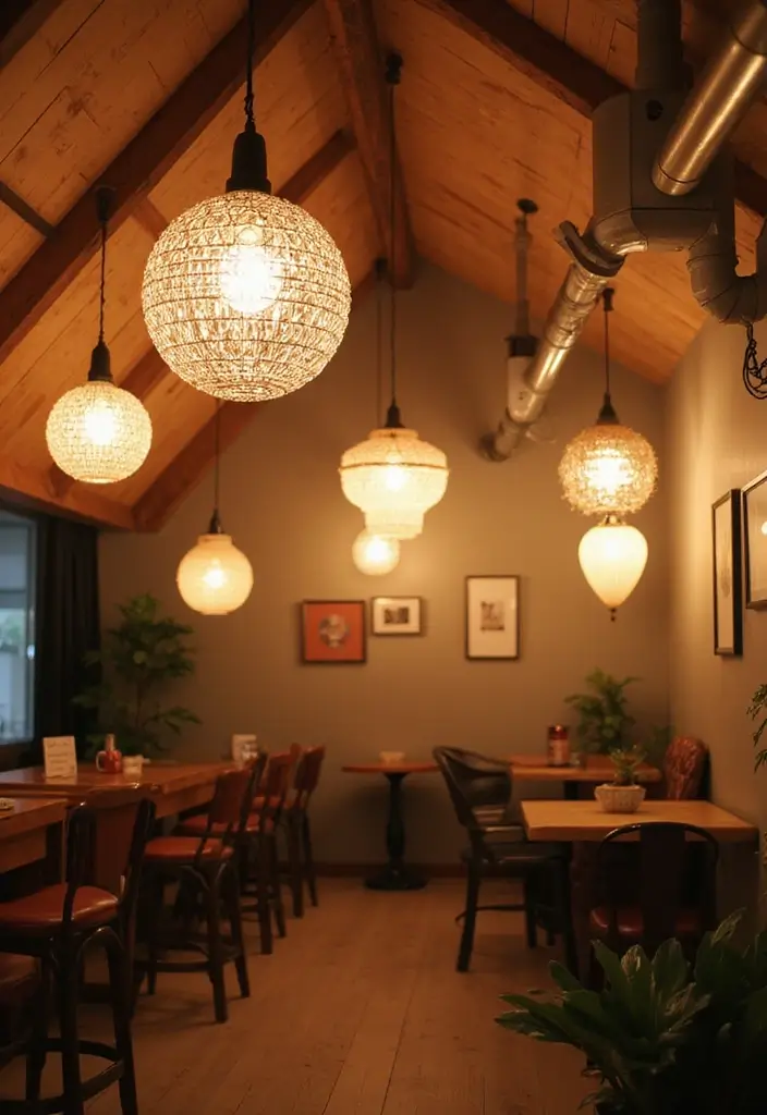 29 Sloped Ceiling Ideas That Turn Awkward Angles Into Charm - 11. Playful Lighting Fixtures