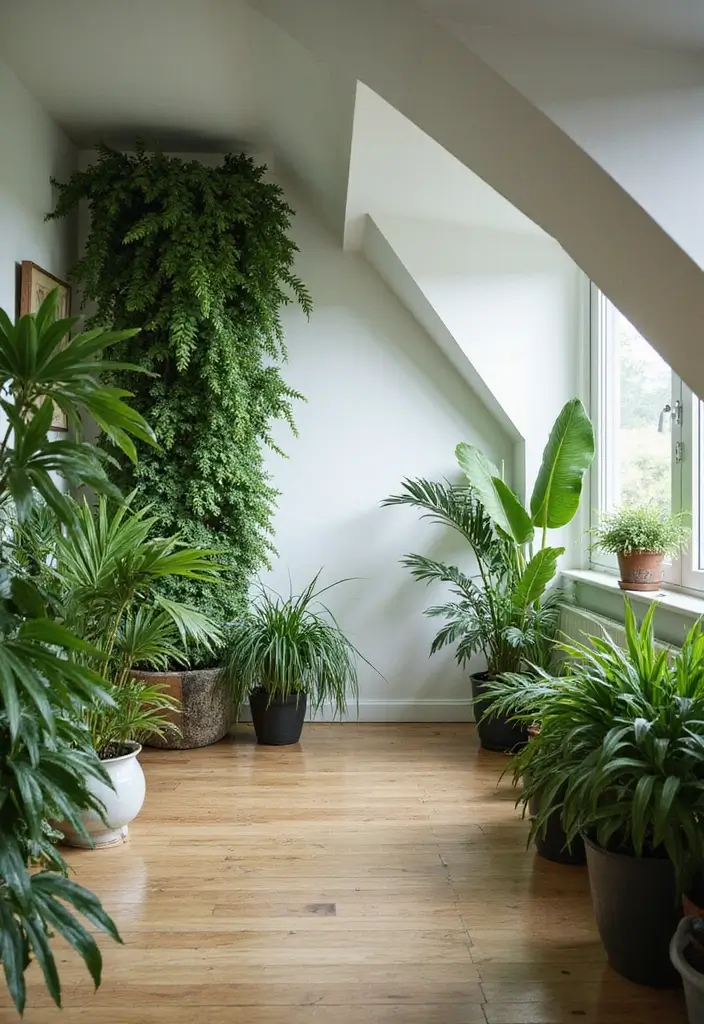 29 Sloped Ceiling Ideas That Turn Awkward Angles Into Charm - 13. Greenery and Plants