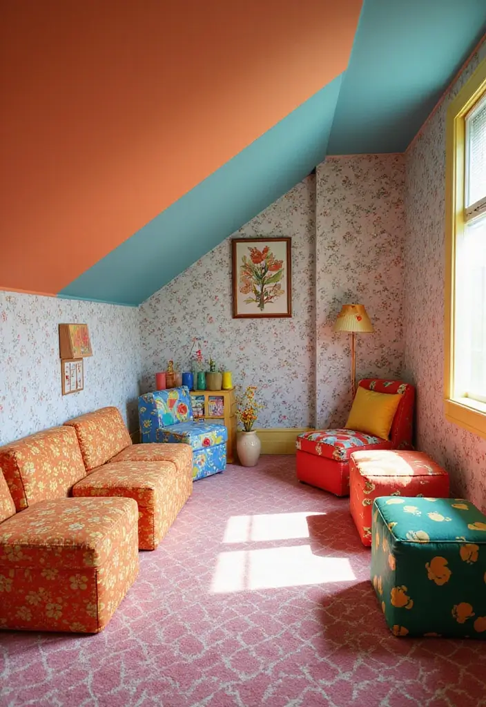 29 Sloped Ceiling Ideas That Turn Awkward Angles Into Charm - 21. Playful Patterns
