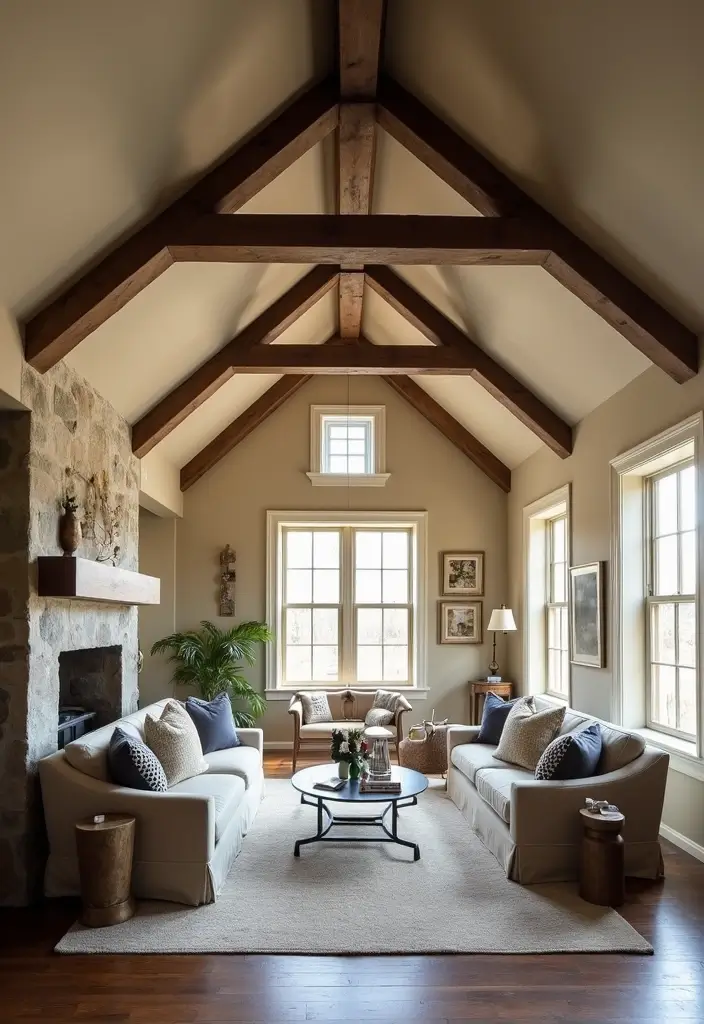 29 Sloped Ceiling Ideas That Turn Awkward Angles Into Charm - 9. Decorative Beams
