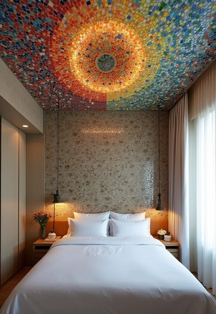 30 Bedroom Ceiling Ideas That Complete the Look - 24. Mosaic Ceiling Tiles