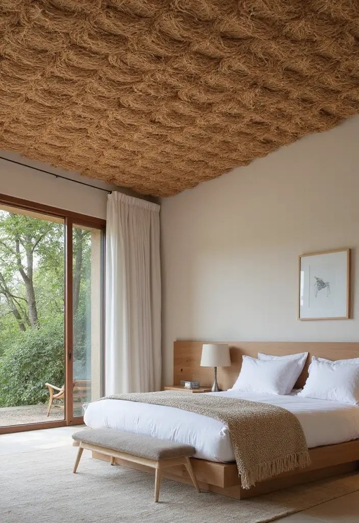 30 Bedroom Ceiling Ideas That Complete the Look - 5. Natural Fiber Ceilings