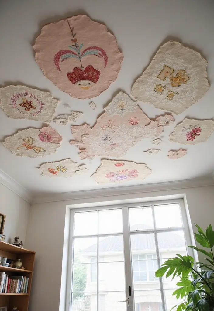 30 Cheap Ceiling Ideas That Still Look Expensive - 17. DIY Ceiling Art