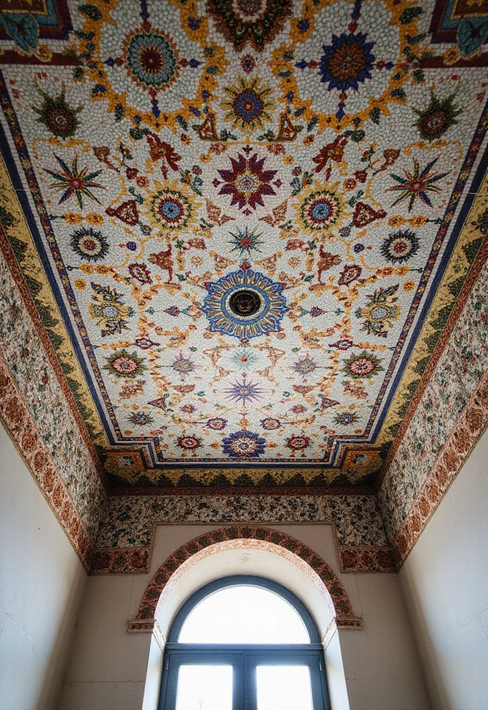 30 Cheap Ceiling Ideas That Still Look Expensive - 19. Mosaic Ceiling Tiles