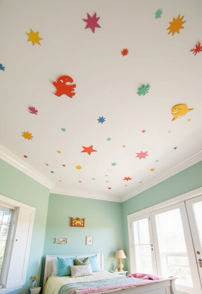 30 Cheap Ceiling Ideas That Still Look Expensive - 25. Stick-On Ceiling Decals