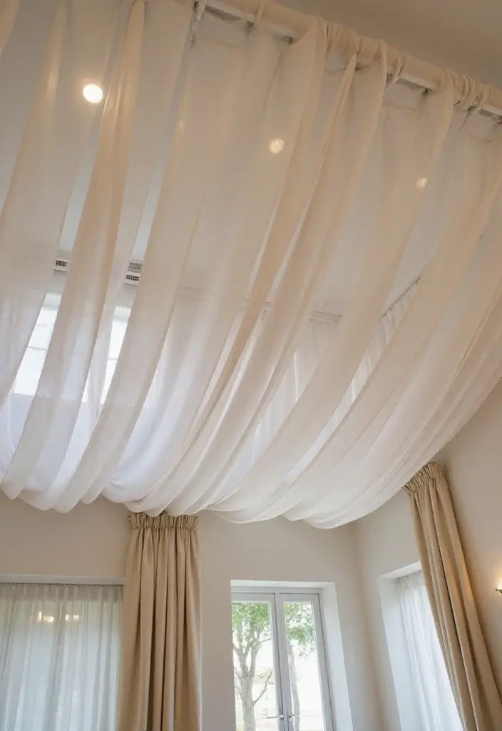 30 Cheap Ceiling Ideas That Still Look Expensive - 26. Simple Tension Rods