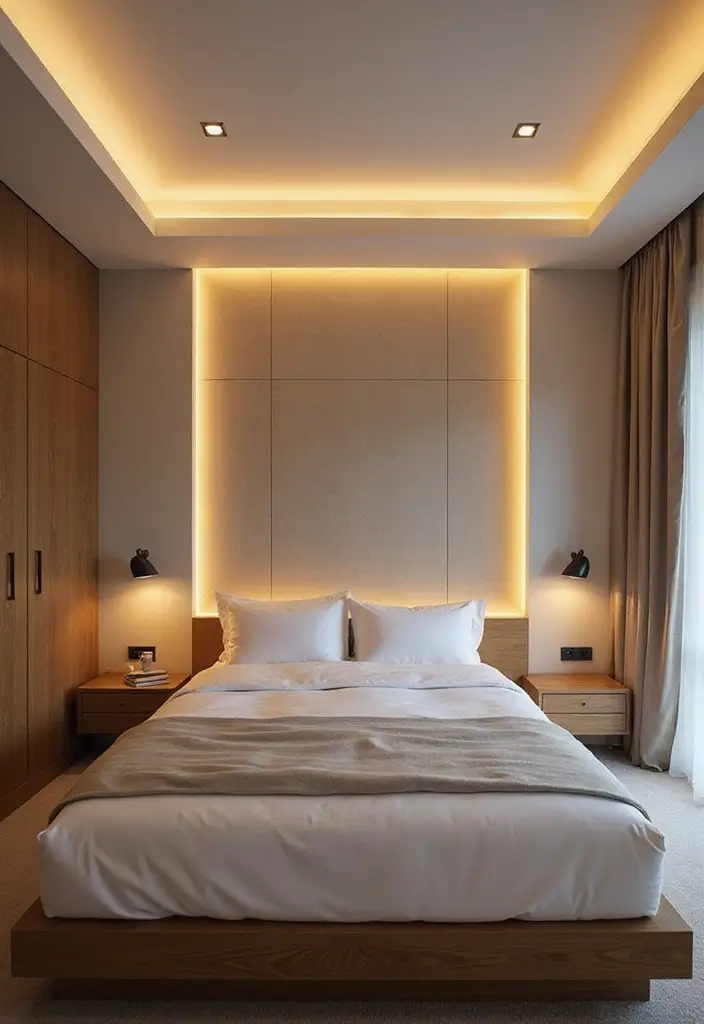 30 False Ceiling Bedroom Designs That Glow With Personality - 11. Recessed Lighting for a Sleek Finish