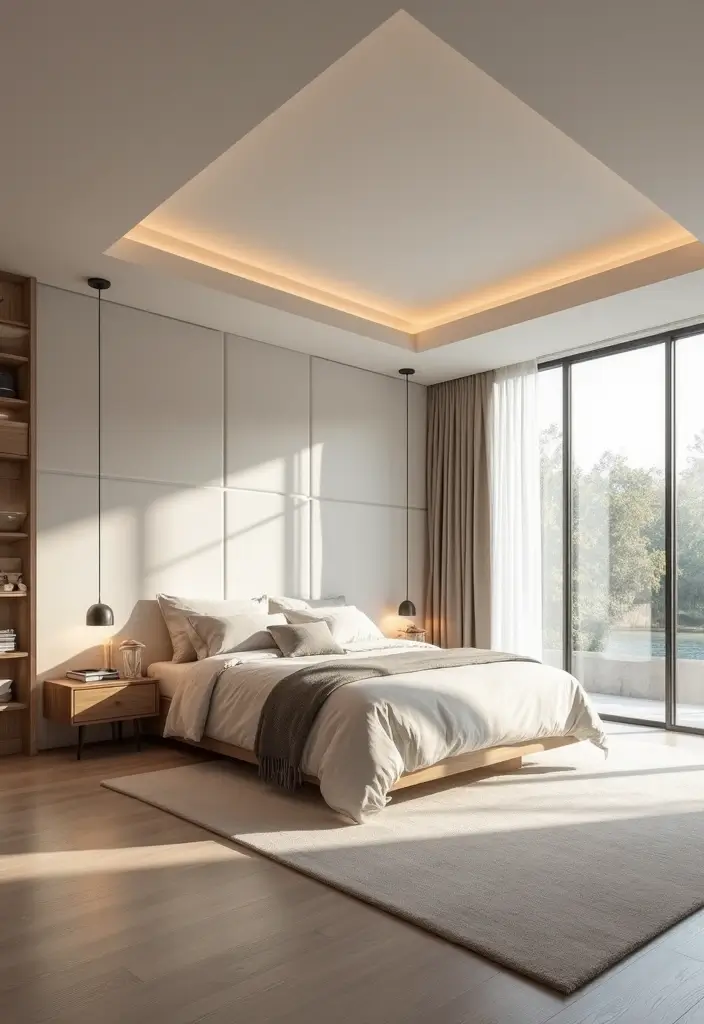 30 False Ceiling Bedroom Designs That Glow With Personality - 12. Floating Ceilings for an Airy Feel