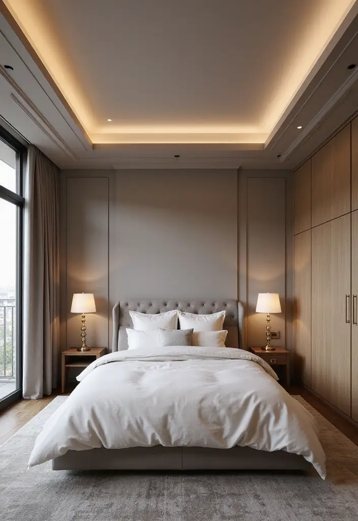 30 False Ceiling Bedroom Designs That Glow With Personality - 15. Monochromatic Designs for a Cohesive Look