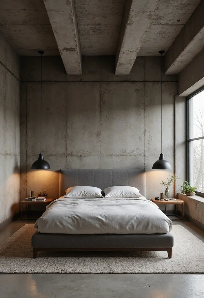 30 False Ceiling Bedroom Designs That Glow With Personality - 21. Modern Industrial Elements for a Unique Twist