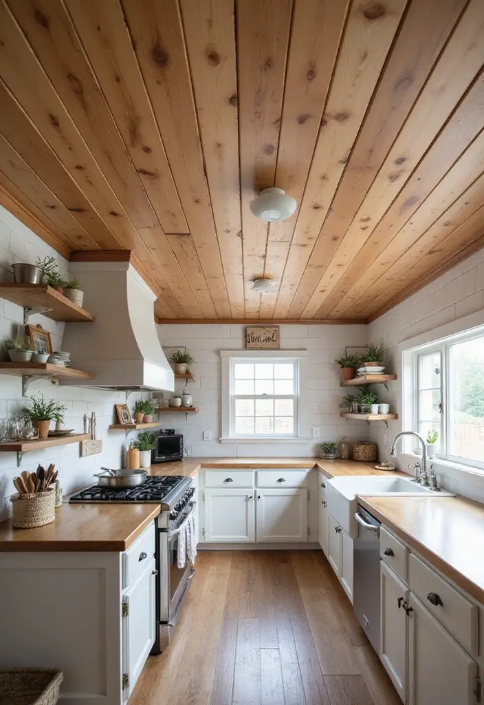 30 Kitchen Ceiling Ideas That Transform Everyday Cooking - 10. Planked Ceilings