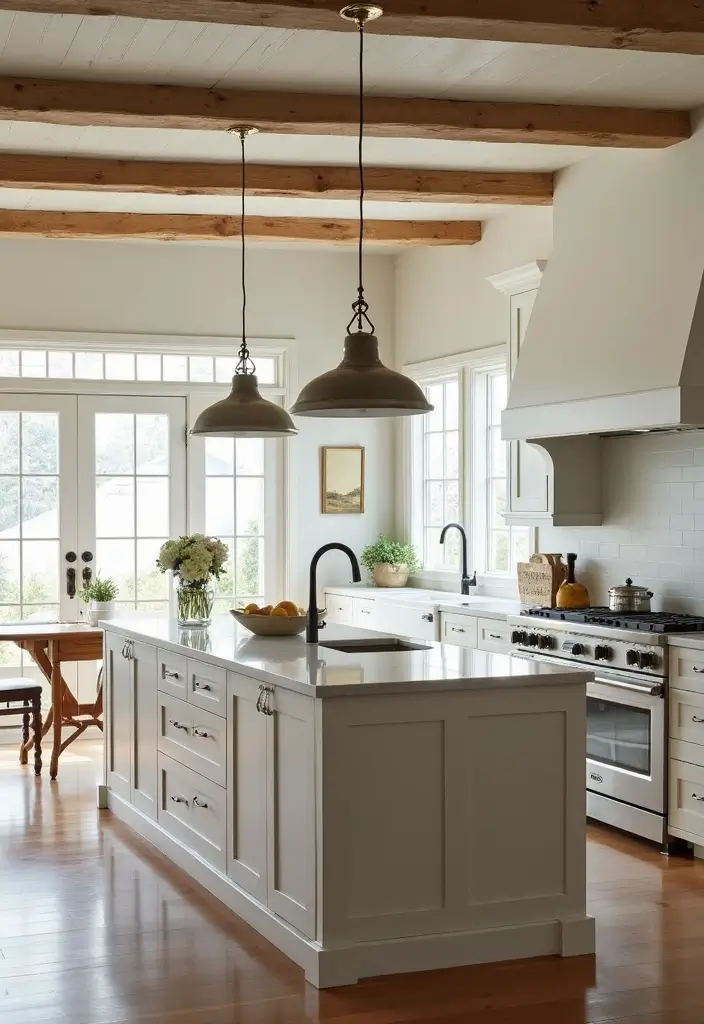 30 Kitchen Ceiling Ideas That Transform Everyday Cooking - 11. Faux Ceiling Beams