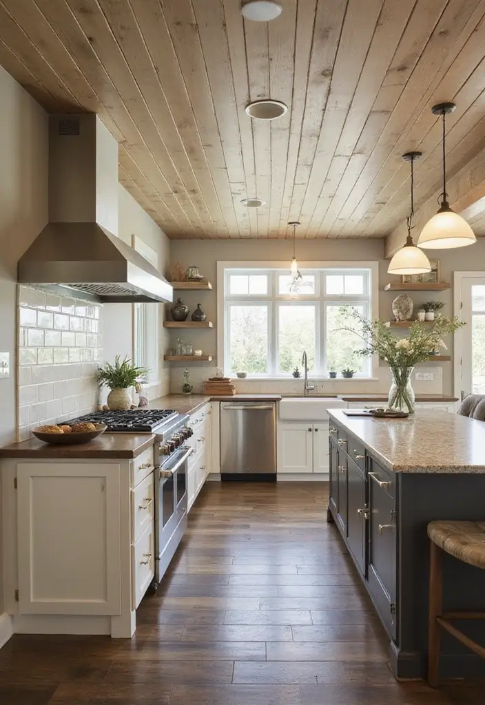 30 Kitchen Ceiling Ideas That Transform Everyday Cooking - 26. Vertical Panels