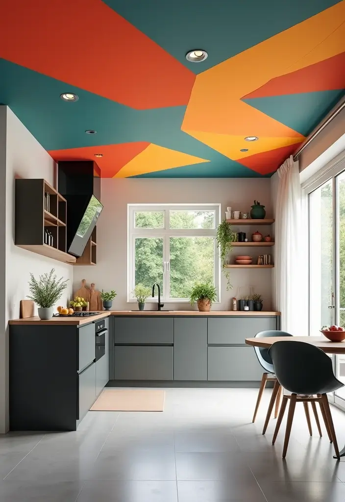 30 Kitchen Ceiling Ideas That Transform Everyday Cooking - 9. Modern Geometric Patterns
