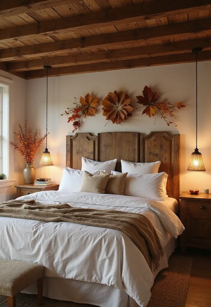 30 Latest Fall Ceiling Designs for Bedroom That Shine - 1. Rustic Wooden Beams
