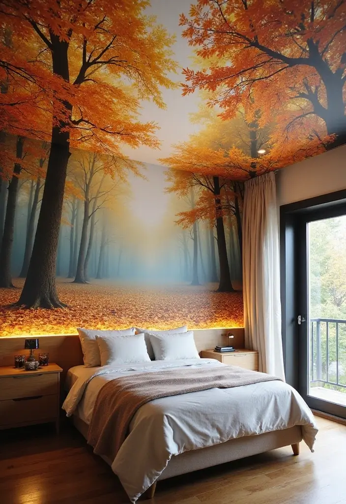 30 Latest Fall Ceiling Designs for Bedroom That Shine - 15. Canvas Ceiling Murals