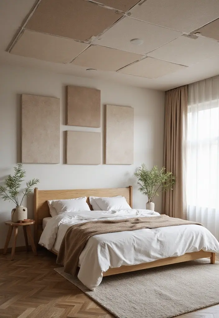 30 Latest Fall Ceiling Designs for Bedroom That Shine - 23. Eco-Friendly Acoustic Panels