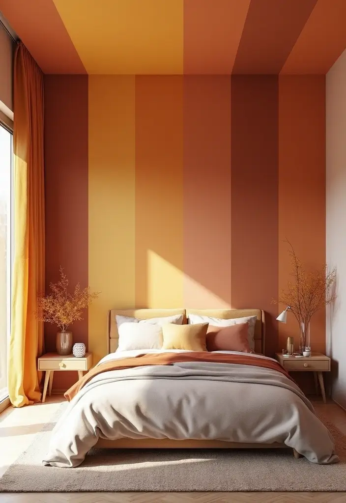 30 Latest Fall Ceiling Designs for Bedroom That Shine - 26. Seasonal Color Blocks