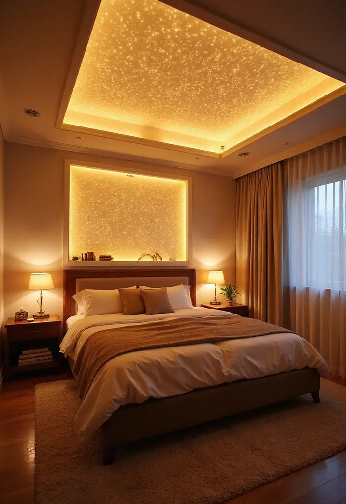 30 Latest Fall Ceiling Designs for Bedroom That Shine - 27. Light-Infused Ceilings