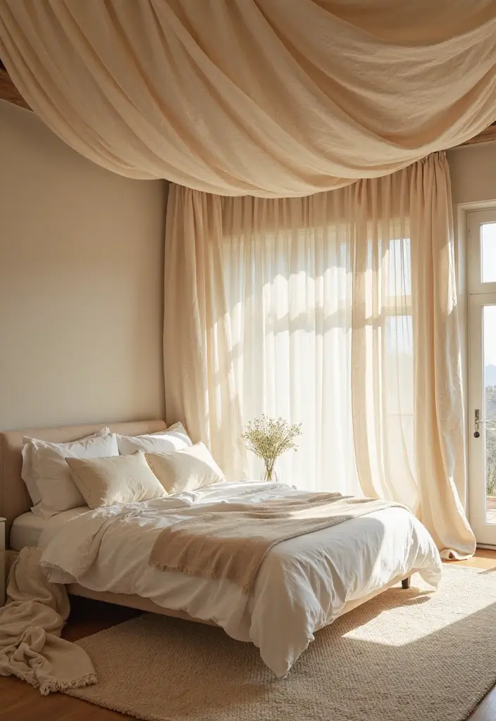 30 Modern Ceiling Designs for Bedroom That Elevate Sleep Spaces - 12. Fabric Draping