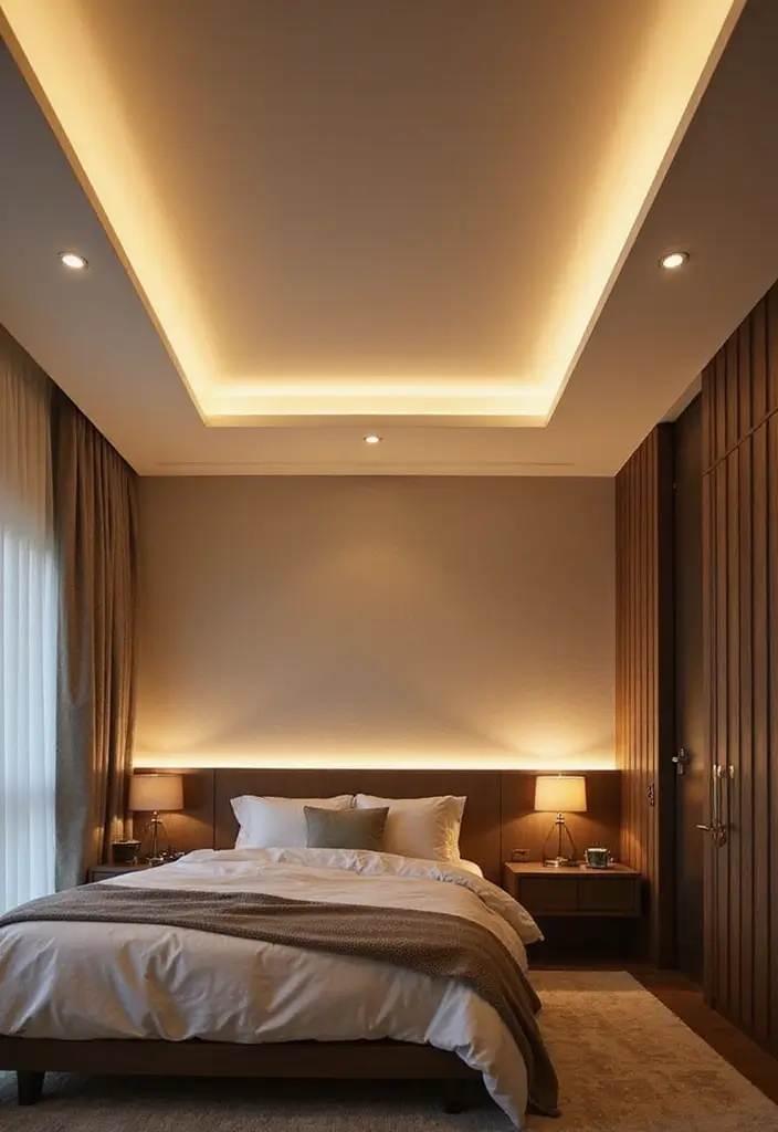 30 Modern Ceiling Designs for Bedroom That Elevate Sleep Spaces - 13. LED Strip Lighting