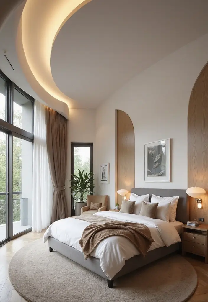 30 Modern Ceiling Designs for Bedroom That Elevate Sleep Spaces - 15. Custom Ceiling Shapes