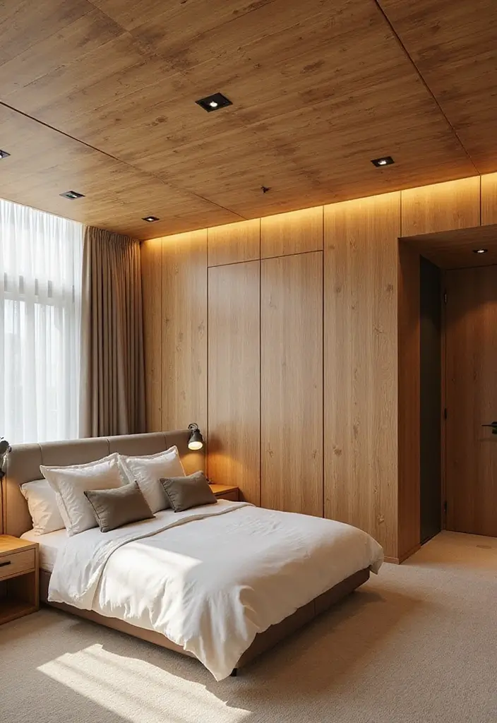 30 Modern Ceiling Designs for Bedroom That Elevate Sleep Spaces - 2. Floating Ceiling Panels