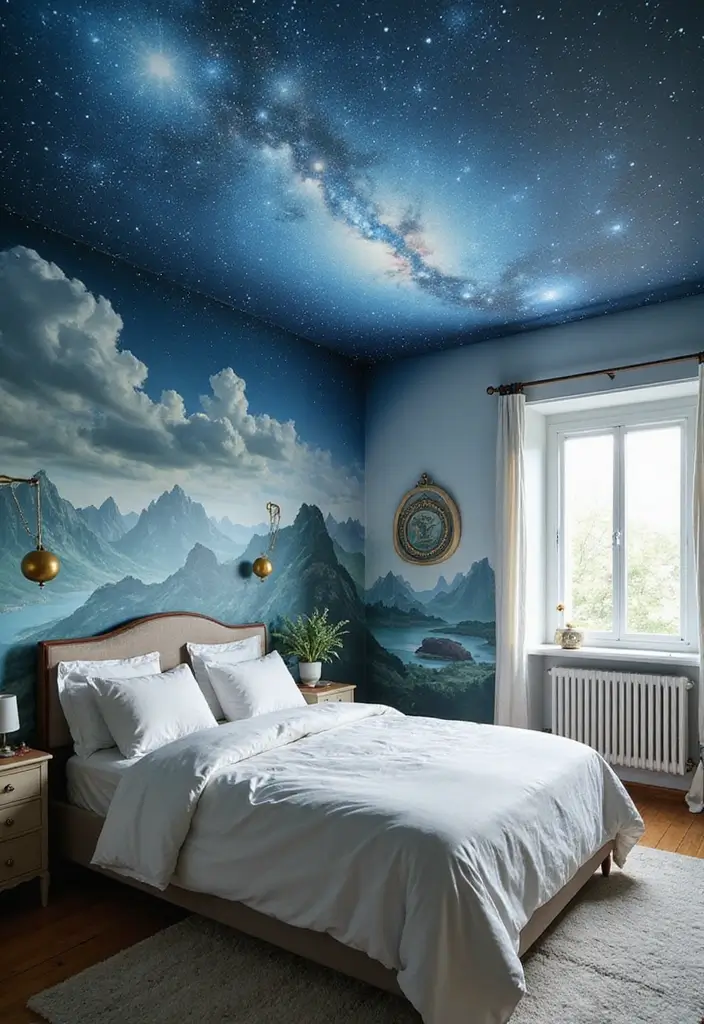 30 Modern Ceiling Designs for Bedroom That Elevate Sleep Spaces - 5. Ceiling Murals