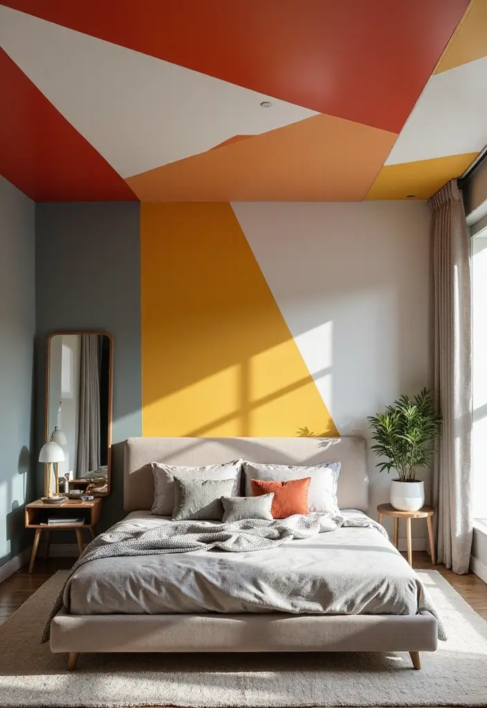 30 Modern Ceiling Designs for Bedroom That Elevate Sleep Spaces - 7. Geometric Ceiling Designs
