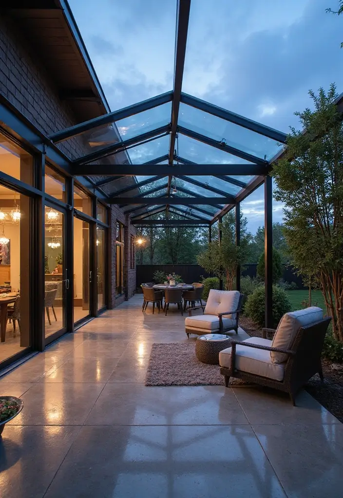 30 Patio Ceiling Designs That Make Outdoor Living Luxe 12. Glass Ceilings Transparent Elegance