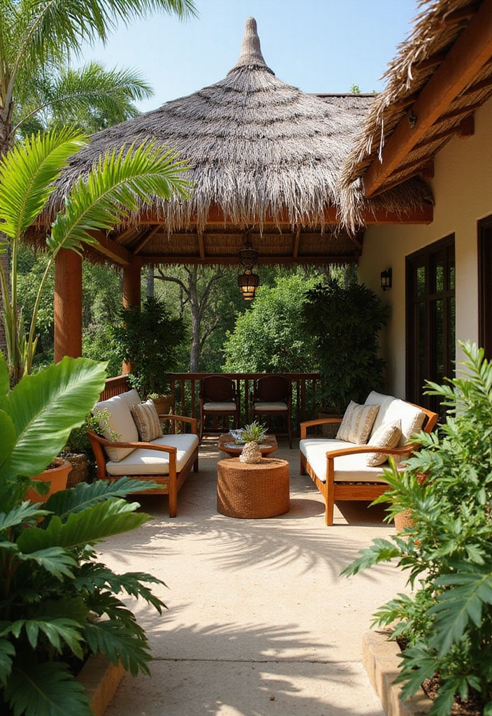 30 Patio Ceiling Designs That Make Outdoor Living Luxe 16. Thatch Roofs Tropical Vibes