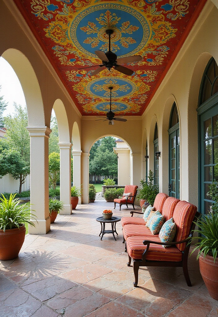 30 Patio Ceiling Designs That Make Outdoor Living Luxe 6. Painted Ceilings A Splash of Color