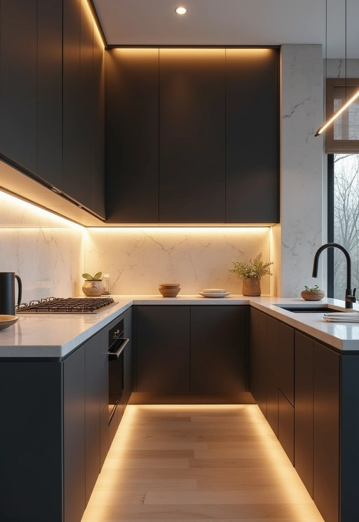 30 Profile Light Ceiling Designs That Glow With Elegance - 27. Stylish Under-Cabinet Lighting