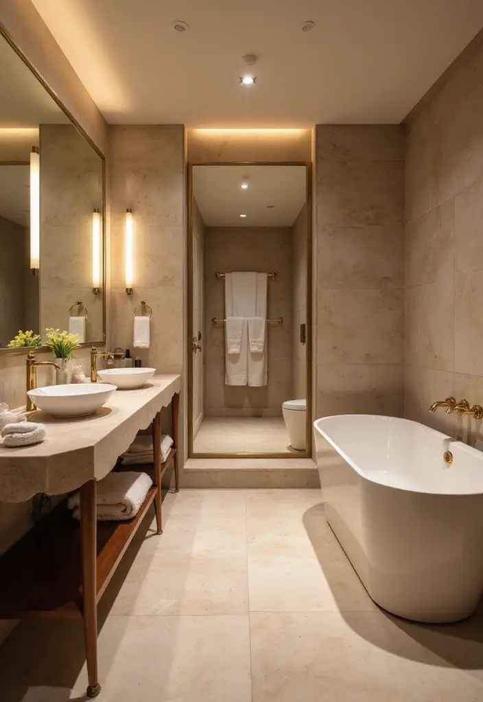 30 Profile Light Ceiling Designs That Glow With Elegance - 28. Elegant Bathroom Lighting