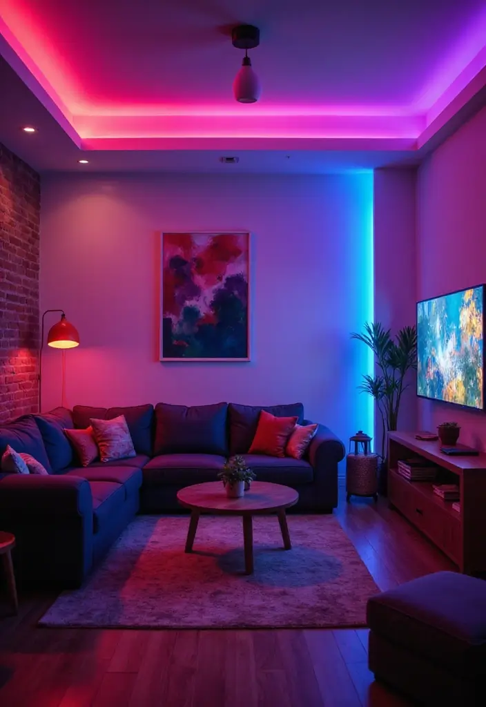 30 Profile Light Ceiling Designs That Glow With Elegance - 29. Smart Color Changing Options