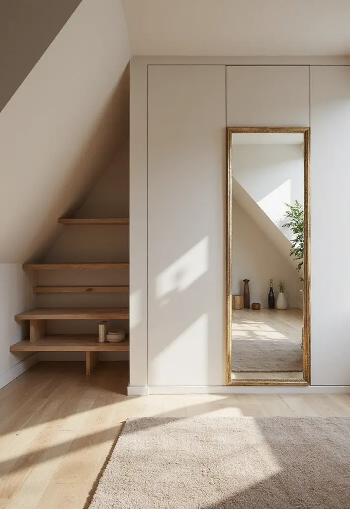 30 Slanted Ceiling Closet Ideas That Maximize Storage - 10. Mirror Magic