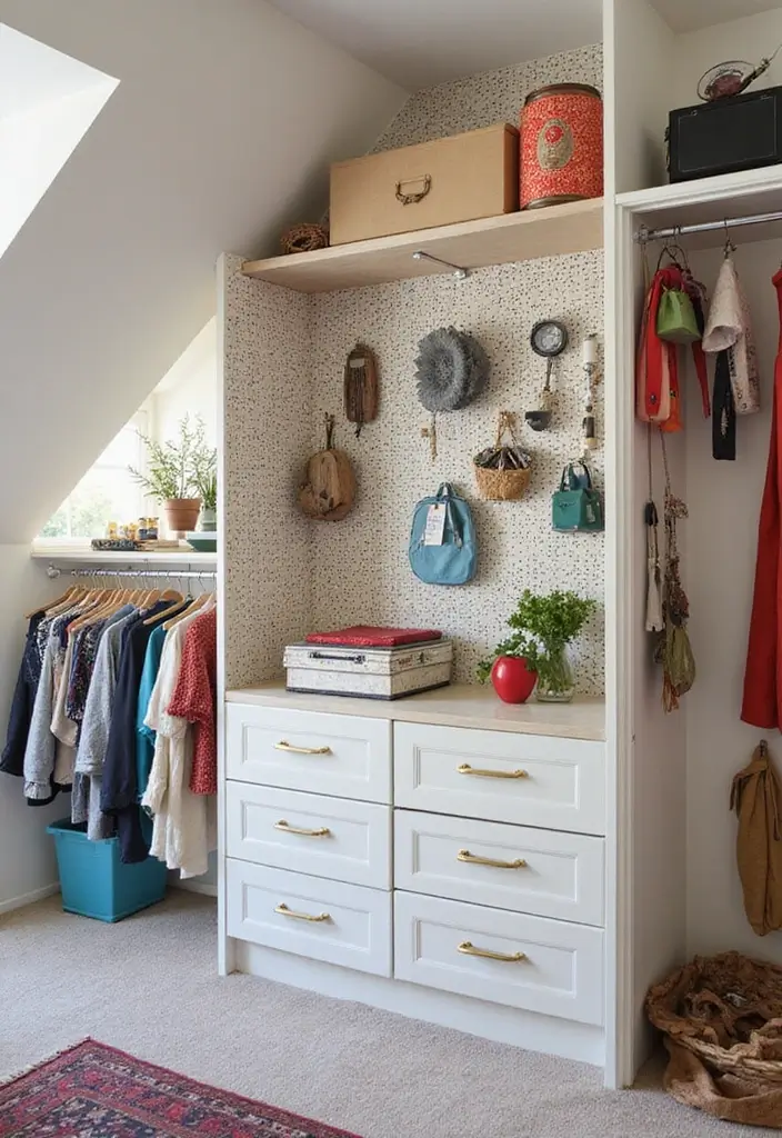 30 Slanted Ceiling Closet Ideas That Maximize Storage - 12. Peg Boards for Versatility