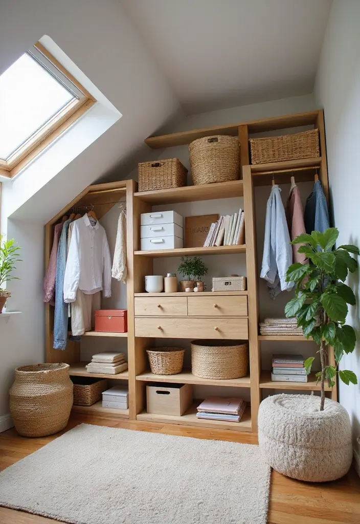 30 Slanted Ceiling Closet Ideas That Maximize Storage - 16. Open Storage Concepts
